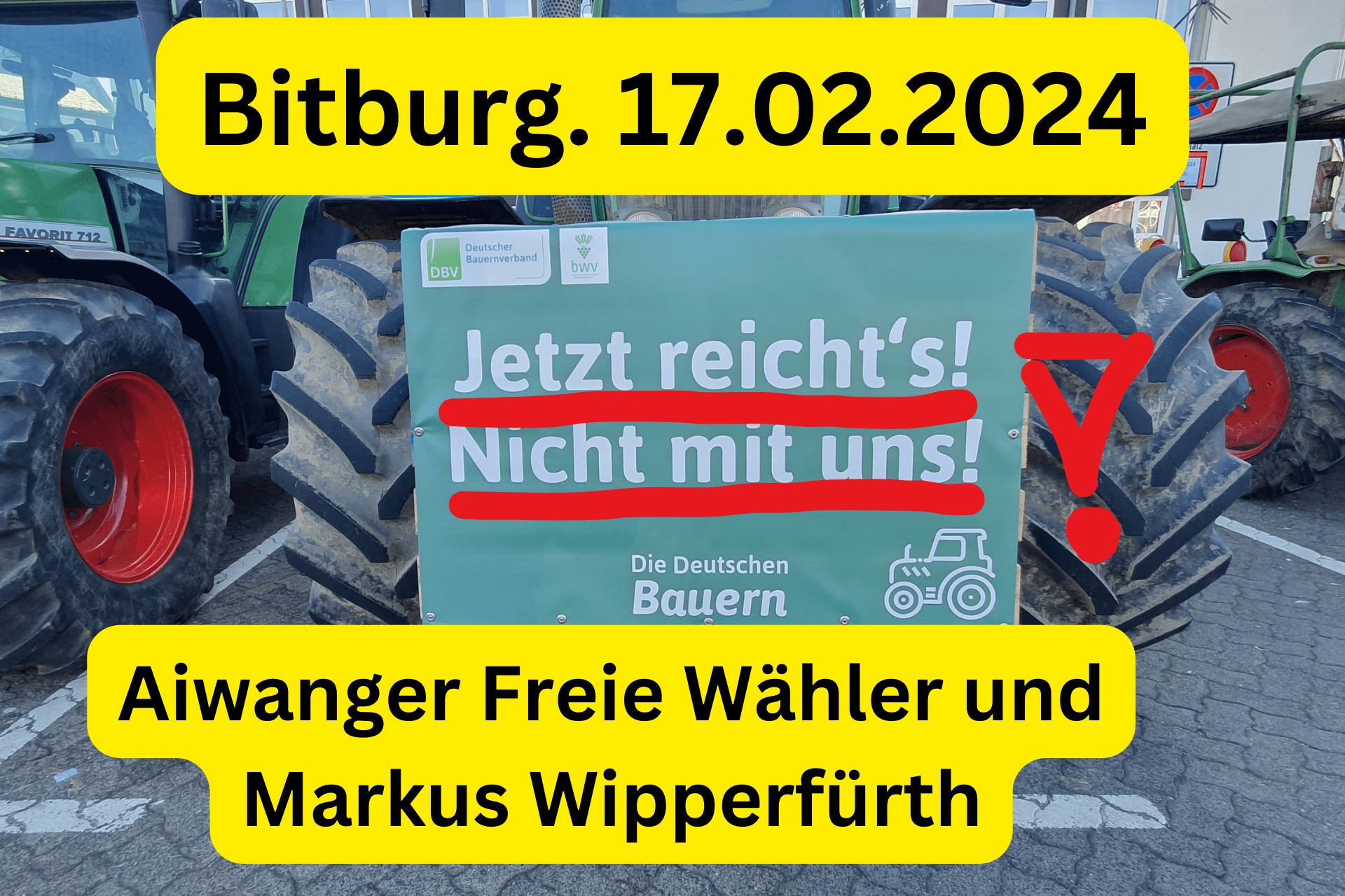 17.02.2024. Bitburg Aiwanger von den Freien Wähler und Markus Wipperfürth Bauern Demo Protest in Bitburg