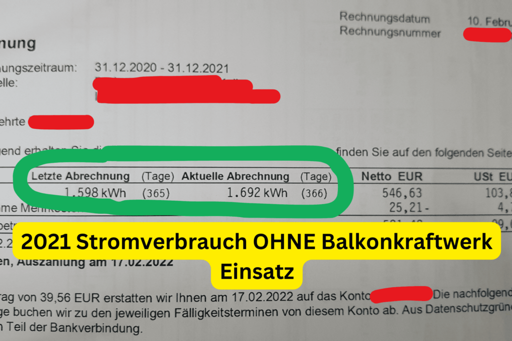 2021 Stromverbrauch OHNE Balkonkraftwerk Einsatz 2021 Stromverbrauch OHNE Balkonkraftwerk Einsatz