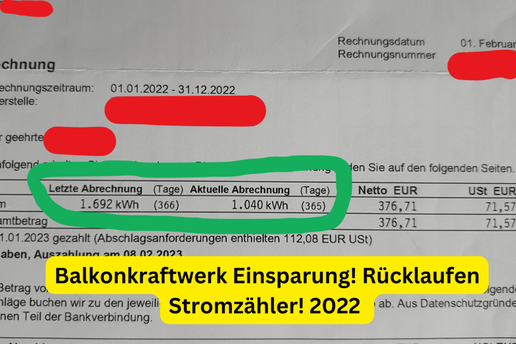 Balkonkraftwerk Einsparung! Rücklaufen Stromzähler! 2022 Balkonkraftwerk Einsparung! Rücklaufen Stromzähler! 2022