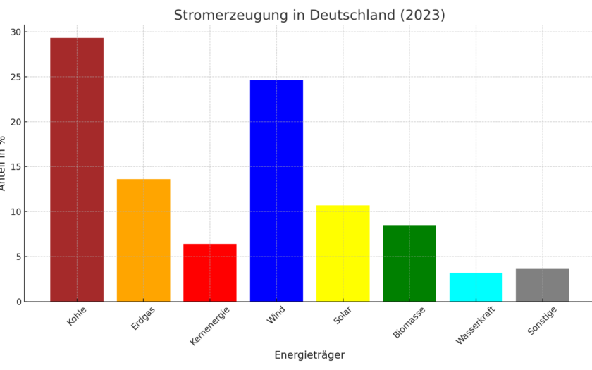 600-Watt-Balkonkraftwerk mit Speicher: Meine 3-jährigen Erfahrungen 1 Diagramm erstellt, das die Stromerzeugung in Deutschland nach Energieträgern zeigt
