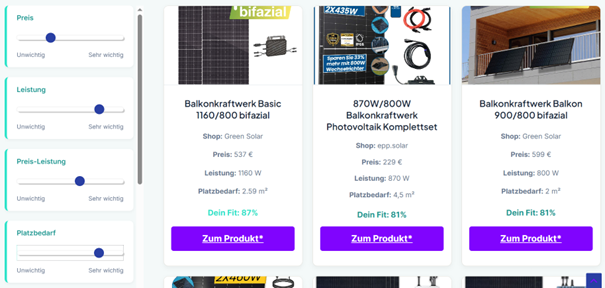 Balkongrid.de auf Baustelle.com: Das Vergleichsportal, auf dem der Kunde entscheidet 3 Vergleichsbereich In Zeiten steigender Energiepreise, wachsender Klimaschutzbemühungen und dem Wunsch nach Energieunabhängigkeit gewinnen Balkonkraftwerke rasant an Bedeutung. Immer mehr Menschen suchen nach einer einfachen Lösung, selbst Strom zu produzieren – doch der Markt für steckerfertige Mini-PV-Systeme ist unübersichtlich und komplex. Genau hier setzt Balkongrid.de an: eine Plattform, die Transparenz schafft und dem Nutzer die Kontrolle überlässt.